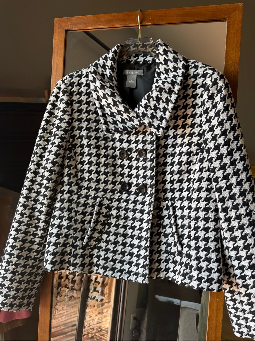 Ann Taylor Classic Houndstooth Double-Breasted Women's Coat